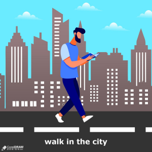 walk in the city poster image vector free design