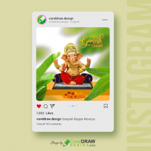 Happy Ganesh Chaturthi Instagram Post Mockup, Free Vector Template, Free Coreldraw Design