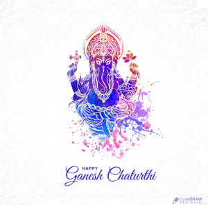 Colorful Blue Color Splash Ganesh Chaturthi free psd vector
