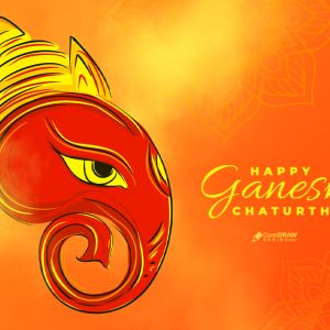 Traditional Happy Ganesha Chaturthi Premium Background wishes  free psd