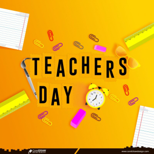 Happy Teachers Day Yellow Background School Supplies Free Download