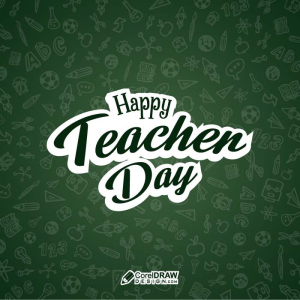 Happy Teachers Day Wishes Doodle Lettering Card Vector