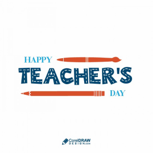 Happy Teachers Day Lettering typography Card Vector