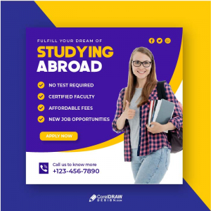 Abstract Beautiful Study Abroad Corporate Poster Vector Template
