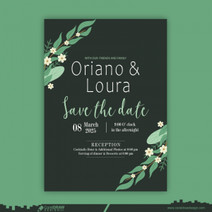 Floral Wedding Card Template Premium Free CDR
