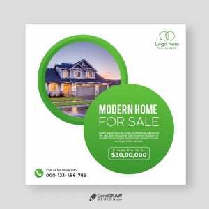 Modern Home For Sale Rent Banner Vector Template