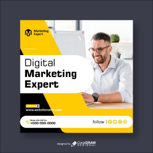Digital Marketing Expert poster design vector free image
