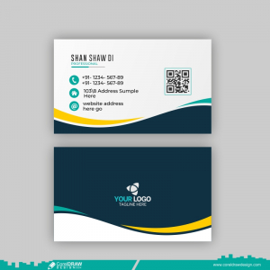 Clean Blue Wave Business Card Template Download CDR