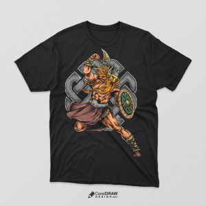Beautiful Abstract Design warrior illustration free psd t-shirt mockup