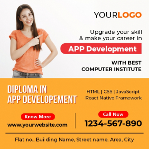 App Development Course Banner, Computer Institute Promotional Social Media Post Banner Template, Free CDR Design