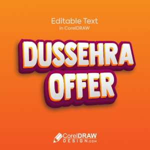Dussehra Offer Text, Lettering, Playful Editable Text Effect, Vector Art, Icon and Graphics for Free Download by CorelDrawDesign