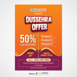 Dussehra Offer, Dussehra Festival Banner Design Template, Vector Illustration, Free CDR