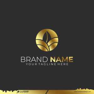 Gold Leaf Logo Design Icon Template Design Free CDR