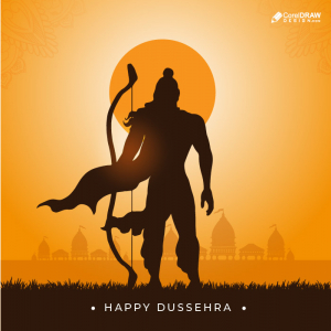 Illustration of lord rama in navratri festival of india festival for happy dussehra card background