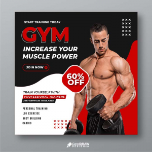 Professional trendy Gym and fitness social media banner template