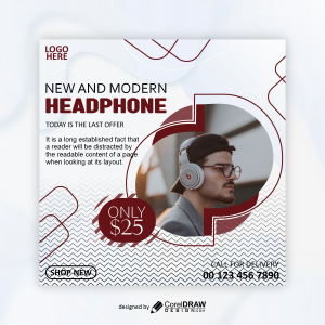 New And Modern Headphone poster design vector free image