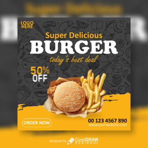 Super delicious Burger poster design vector free image
