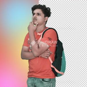 Indian student thinking expression transparent background, College student stock image