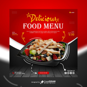 Delicious Food Menu poster design vector free image