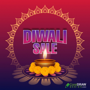 Big Diwali sale Banner Design, Happy Diwali Banner with Diya, Free CDR template on coreldrawdesign