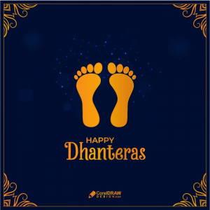 Beautiful Happy Dhanteras Indian Festival god foot vector