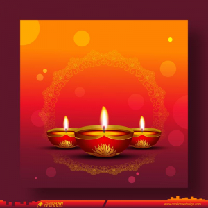 Happy Diwali Background Design For Social Media Cover Diya Lamp CDR Free