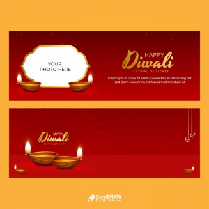 Premium Happy diwali festival elegant ethnic banner  design vector