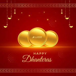Traditional Dhanteras Indian Festival Wishes Card Background Vector template