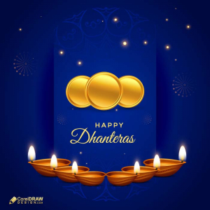 Premium Dhanteras Indian Festival Wishes Card Background Vector template