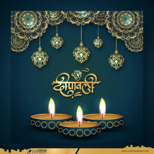 Happy Diwali Mandala Art Realistic Designing Diya Unique Color Background CDR