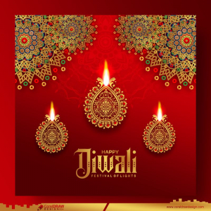 Happy Diwali Mandala Art Golden Diya Unique Color Background Premium CDR