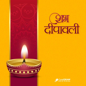 Colorful Deepawali Diwali hindi  calligraphy Wishes Card Background Vector