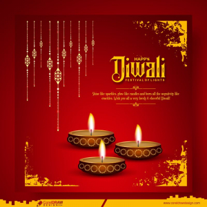 Diwali Wishes Celebration Traditional Culture Diya Card Background Premium CDR