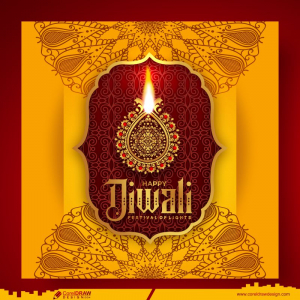 Diwali Decorative Mandala Art Golden Diya Unique Yellow Background Premium CDR
