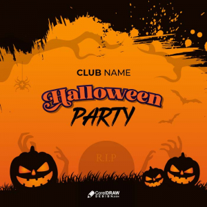 Spooky Realistic halloween party poster template