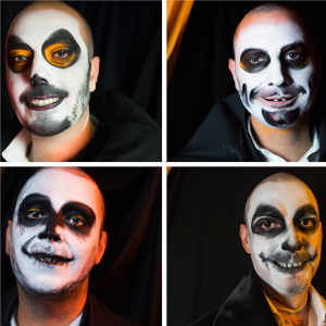 Skull Paint on Face, Collection of Closeup headshot photo of frightening creepy mime bristle guys, funny scary expressions crazy look eyes, Free Stock Images