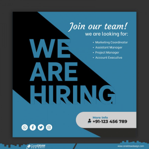 We Are Hiring Template New Members Our Company Organization Team Hiring Teal Flyer Banner Design CDR
