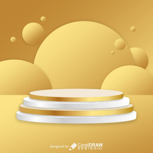 White and golden studio background with product display vector free design