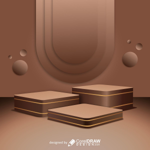 Brown and golden studio background with product display vector free design