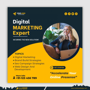 digital marketing agency and corporate social media post template CDR 
