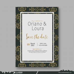 Wedding Card Golden Floral Template Premium Free CDR