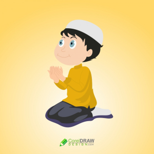 muslim Boy Wearing Cap And Pray For God