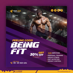 Sports Fitness Banner Social Media Banner Template CDR Free Download