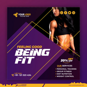 Sports Fitness Banner Social Media Banner Template Free Download CDR