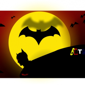 dark red bat man silhouette