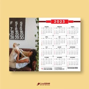 Trendy Abstract Red 2023 Calendar Vector Template