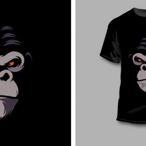 black chimpanzee graphic t-shirt mock up
