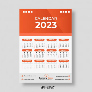 Colorful Orange 2023 Premium Calendar Vector