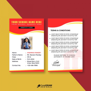 Abstract Duotone vertical  Primary School Student ID Card Vector