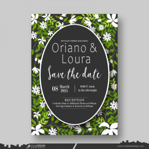 Floral Wedding Invitation Template Free CDR Vector